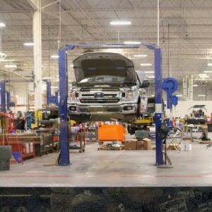 black car in a garage